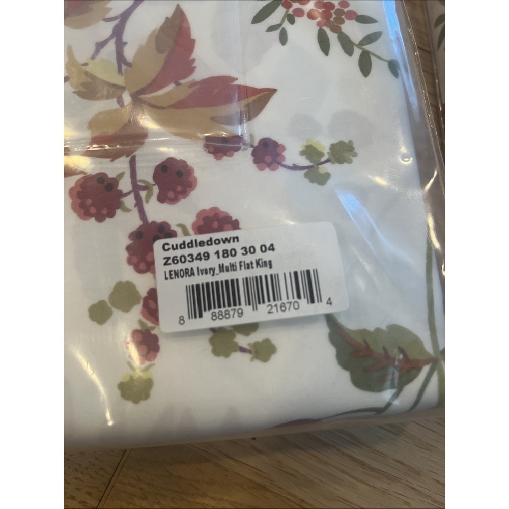 Cuddledown LENORA King Sheet Set 100% Cotton Leaves Berries, Fall Cottagecore - Picture 9 of 10